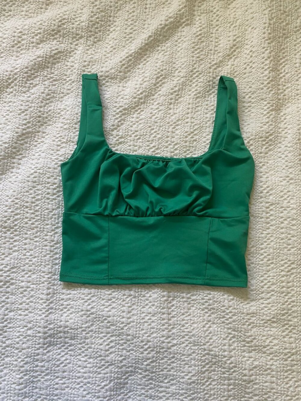 Live in the Moment Green Ruched Bust Crop Top Tank - Size XS